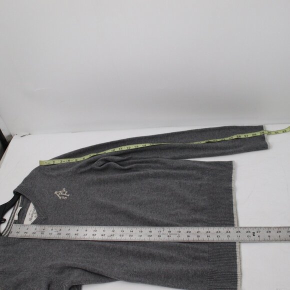 Abercrombie & Fitch Sweater Mens Medium V Neck Cotton Cashmere Wool embroidered - Picture 7 of 10